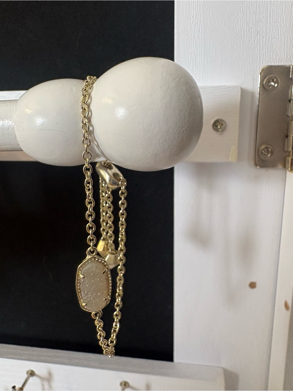 Kendra Scott Elaina Adjustable Bracelet- Gold & White Drusy